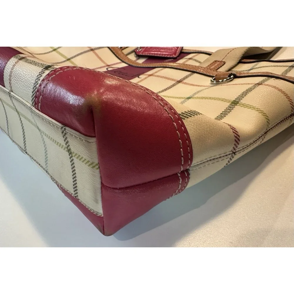 Coach F14790 Plaid Tattersall Heritage Stripe Hobo Shoulder Handbag Purse